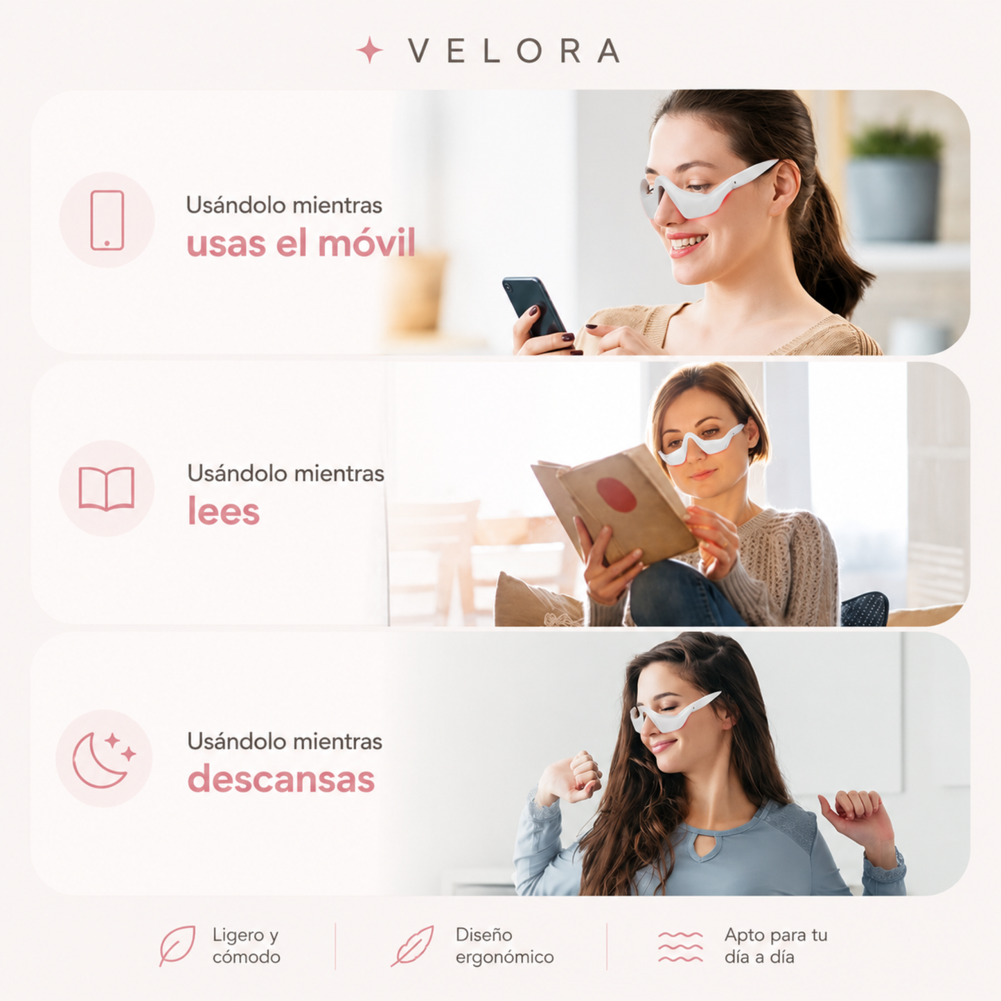 Masajeador Ocular Luz Roja Velora